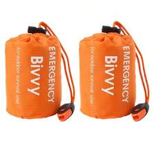 1-2pcs Portable Packaging Bag, Emergency Survival Sleeping Bag Packaging - Thick Moisture-Proof Thermal Blanket Packaging Sleeping Bag, Suitable For Camping, Hiking And Outdoor Adventure - Bright Orange High Visibility, Fabric (Note: No Sleeping Pad, Only Packaging Bag) - Multicolor - View 11