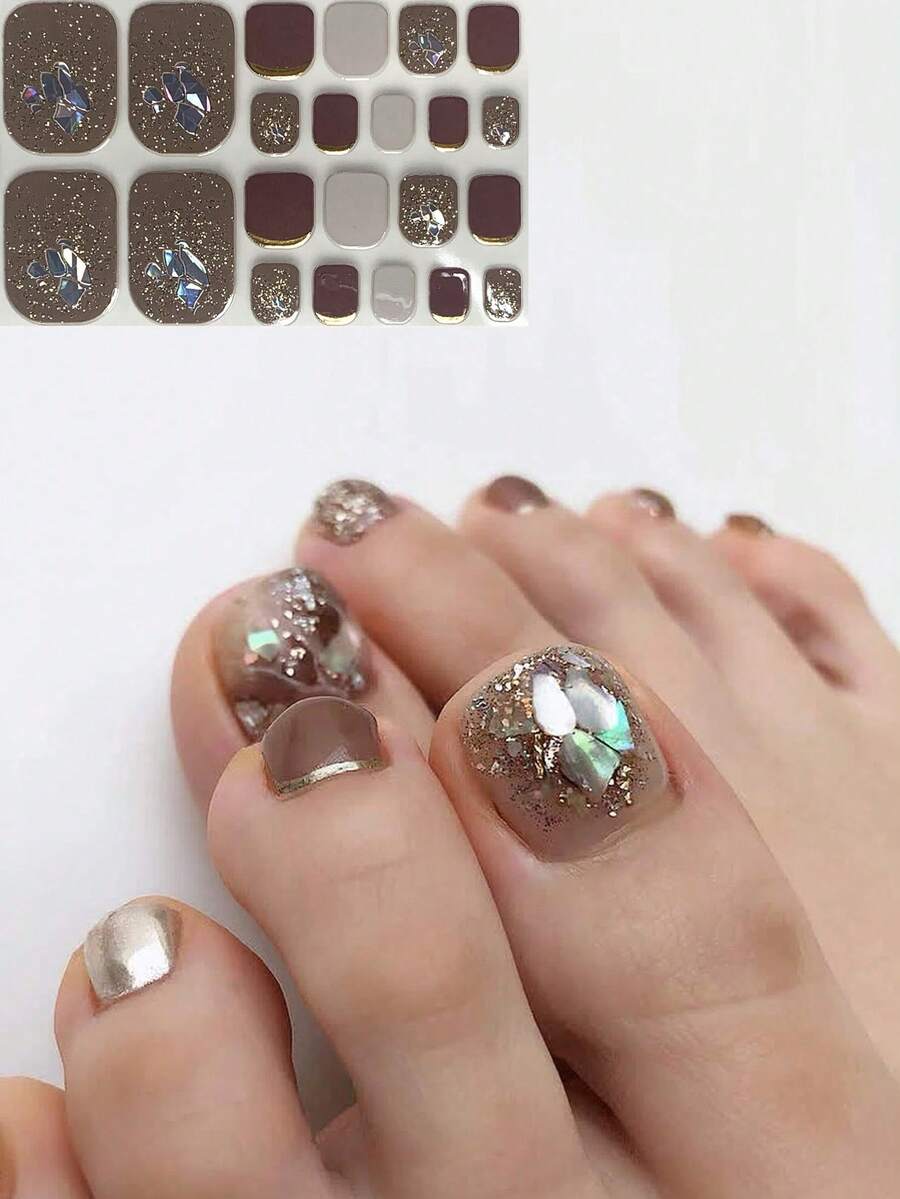 3D立体脚趾甲贴纸，仿贝壳设计，夏季足部护理 - 彩色 - 查看 1