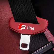 奥迪 S Line A3 A4 A5 A6 A7 A8 S3 S4 S5 S6 S7 汽车安全带扣皮革保护套，防撞安全带套，保护壳，汽车内饰配件 - 黑色 - 查看 4