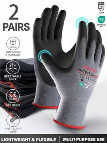 1/2 Pairs MicroFoam Nitrile Coated Work Gloves – Non-Slip, Lightweight, Durable, For Home Improvement, Gardening, Construction, Auto Repair – Orange & Grey - MicroFoam Nitrile Gloves - View 15