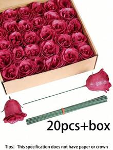 20/10支闪亮玫瑰花束，DIY人造闪光玫瑰花束，红色塑料假玫瑰，人造玫瑰，永不凋谢的闪亮人造玫瑰花束，适用于周年纪念、订婚、结婚礼物、家居装饰、办公室厨房装饰、派对装饰、房间装饰、情人节装饰、母亲节装饰、情人节礼物、生日礼物、毕业礼物（不含礼品袋） - 彩色 - 查看 17