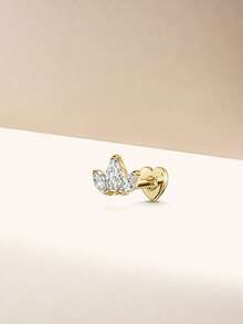 1 pieza Pendientes de plata de ley 925 para mujer, diseño de corazón con parte trasera plana, para trago, hélix y cartílago, chapado en oro de 18K para uso diario, bodas, fiestas y compromisos, joyería fina - Dorado - Ver 6