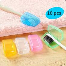 1/10个牙刷套，牙刷头保护盖，防尘保护盒，电动牙刷头套，颜色随机，便携式可重复使用牙刷架，防水防尘简约设计，适用于浴室配件、卫生用品、酒店用品、宿舍用品、商务旅行、返校季、旅行、日常使用，保持牙刷清洁清新！ - 彩色 - 查看 9