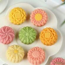 4 Sets Of Chrysanthemum-Shaped Mooncake Molds, Non-Stick Cartoon Green Bean Ice Cream Molds, Handcrafted Baking Tools. - View 7