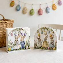 1/4pcs Easter Acrylic Napkin Stand With Bunny, Eggs And "Happy Easter" Design And Freestanding Tissue Holders; Perfect As A Centerpiece For Your Kitchen Table. - Multicolor - View 5