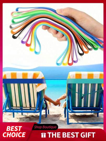 1/4/6条装硅胶毛巾绑带，带收纳功能，沙滩巾固定带，可调节，可重复使用，牢固固定，浴室装饰，适用于沙滩椅，可伸缩，防风，彩色沙滩椅夹，泳池和海滩必备，旅行必备，夏威夷风情配件（颜色随机），适用于泳池、夏季旅行、度假、健身房、瑜伽和户外活动，度假必备，假日必备，假日配件