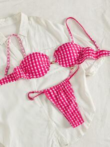 PEPPERMOLLY Bộ bikini dự tiệc thanh lịch, màu trơn, có dây đeo điều chỉnh được, kiểu dáng hở lưng, thích hợp cho mùa hè đi biển và du lịch. - Nhiều màu - Xem 4