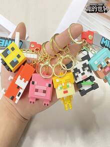 Minecraft 1pc  3D Sandbox Game Keychain,  Couple Keychain Bag Pendant - Multicolor - View 3