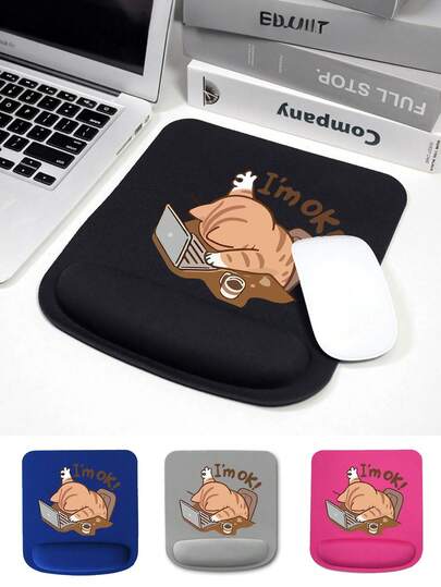 Tappetino per mouse con supporto per il polso di forma quadrata, con design carino a tema gatto lavorativo, disponibile in più colori; realizzato in materiale EVA di alta qualità, confortevole e morbido, buona permeabilità all'aria, durevole ed elastico, tappetino per mouse in memory foam antiscivolo e confortevole per il polso, supporto per scrivania amichevole per la pelle, protezione per la scrivania, adatto per giochi, ufficio, antiscivolo, computer da ufficio, laptop e casa, souvenir di laurea, regali perfetti per San Valentino, Festa della Mamma, ritorno a casa e Primavera.