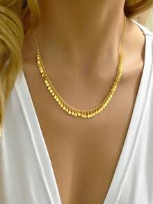 1pc Fashionable Versatile Vintage Refined Elegant Metal Necklace For Women - Yellow Gold - View 7