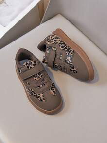 儿童豹纹休闲鞋，男女童通用魔术贴运动鞋 - 棕色 - 查看 4