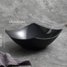 1个大号方形高边塑料碗 - 可叠放防滑厨房套装，独特的方形设计，边角坚固，非常适合在家、餐厅或户外活动中盛放沙拉、小吃、汤或主菜，可用于微波炉和洗碗机，实用现代的厨房必备品 - 彩色 - 查看 4