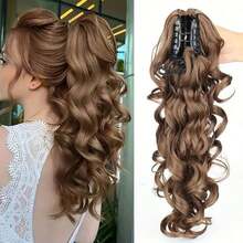 Synthetic Hair Claw Clip Curly Elastic Ponytail, Fluffy Black & Brown Ponytail Extensions Hair Accessories Elegant Hair Clips Fashion Hair Clutch - 彩色 - 查看 11