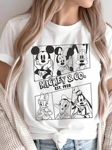 Disney UNIHLO Mickey  Print  Summer Casual Versatile Pure Cotton T-Shirt Suitable For Any Place - 白色 - 查看 2
