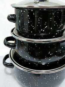 3pcs Enamel Soup Pot Set, Mini Enamel Pot For Porridge, Milk, Noodles, Suitable For Induction Cooktop And Gas Stove - View 8