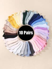 20 Pairs Children's Solid Color Short Socks/10 Pairs Children's Candy Color Short Socks, Spring & Summer - Multicolor - View 16