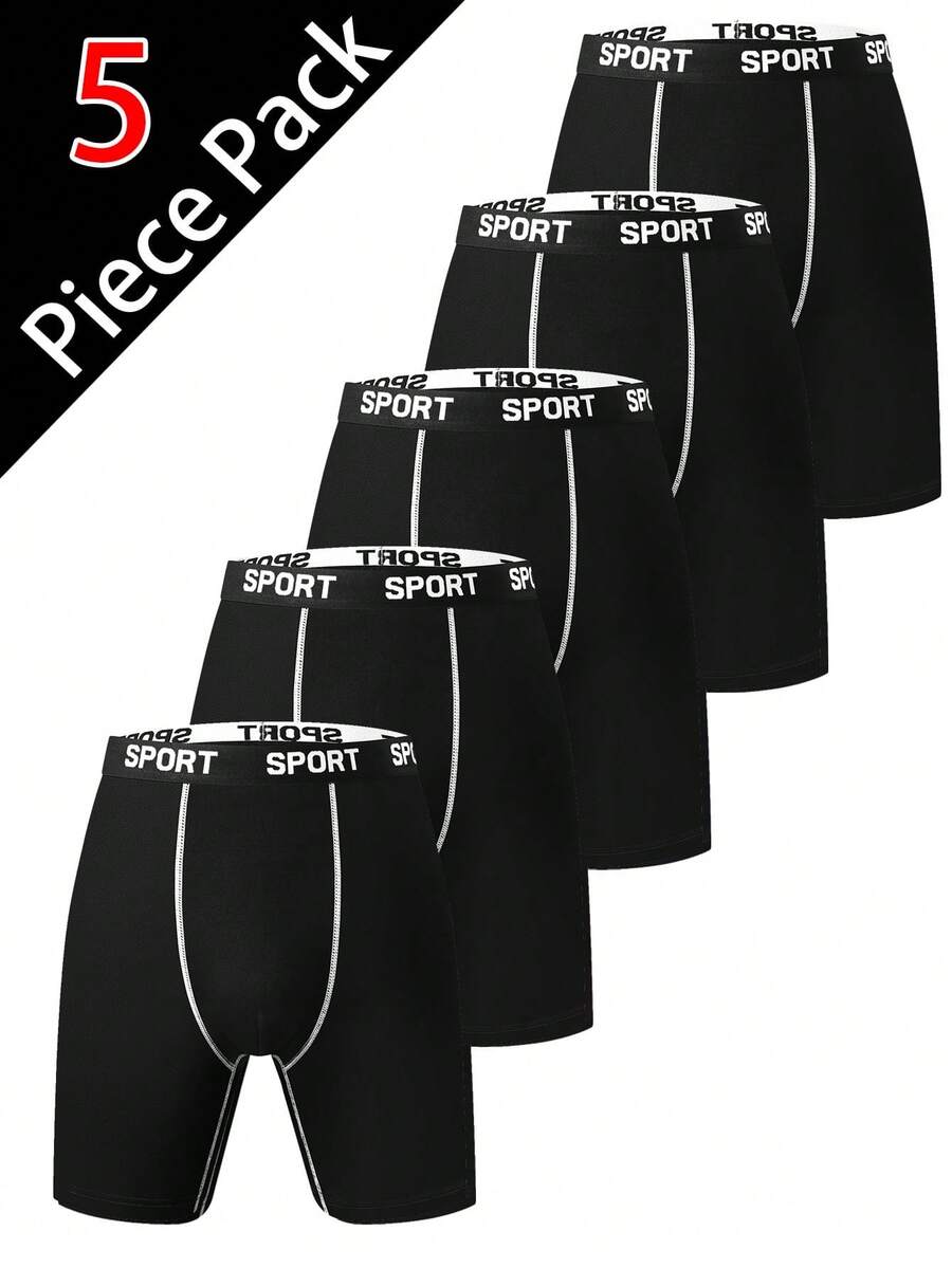 Bộ 5 chiếc quần lót nam ôm sát, thoải mái - Thoáng khí, co giãn, nhanh khô, cạp chun co giãn, phù hợp cho các hoạt động thể thao mùa xuân, tập luyện và mặc hàng ngày - Mềm mại, nhẹ, thấm hút mồ hôi.