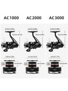 BILLINGS Spinnrulle, max. 22LB, utväxling 5,2:1, 1000-7000-serien med metallvippa och aluminiumspole, lämplig för sötvatten och saltvatten - Svart - Visa 9
