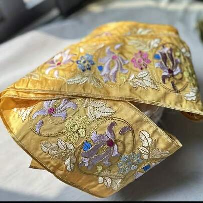 1 Roll/1-2 Yards Embroidered Floral Jacquard Lace Trim - Multicolor Fabric Edging, Suitable For DIY Clothing Accessories, Curtain Decor, Sewing Projects, Lace Edging, Decorative Curtain Edges, Elegant Embroidery, Textural Details