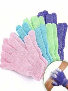 三件套去角质手套和背部按摩器套装，去角质沐浴手套，长款去角质背部按摩器（带手柄），双面可用，身体磨砂手套，身体去角质沐浴手套，身体清洁工具，圣诞节、新年、母亲节和毕业季的理想礼物 - 查看 2