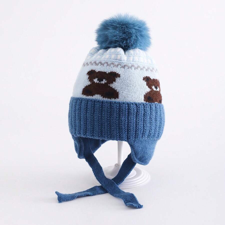 Children's Knitted Beanie Hat For Boys And Girls, Warm And Fashionable, For Ages 3 To 8 Years. - 淺藍色 - 查看 1