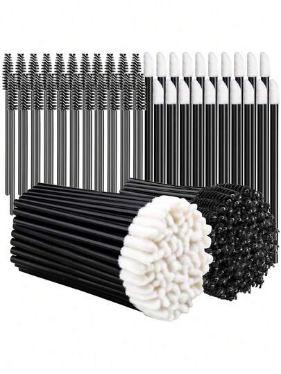 100pcs/Set Disposable Mascara Wands + Lip Brushes Combo, Eyelash Extension Brush, Eyebrow Comb, Multi-Functional