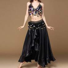 Bộ trang phục tập múa bụng dành cho nữ, bao gồm áo sequin không tay, váy maxi xẻ tà gợi cảm và dây thắt eo, trang phục múa kiểu phương Đông, phù hợp cho trang phục lấp lánh của nữ, trang phục khiêu vũ, lễ hội, tiệc tùng, hộp đêm, bãi biển, phong cách bohemian cổ điển. - Nhiều màu - Xem 15