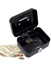 Alcancía con cerradura y 2 llaves, puede almacenar monedas, efectivo, objetos de valor, tarjetas, documentos, caja de metal portátil con ranura para monedas, adecuada para uso diario en la oficina, regalo para amigos y decoración del hogar - Multicolor - Ver 11