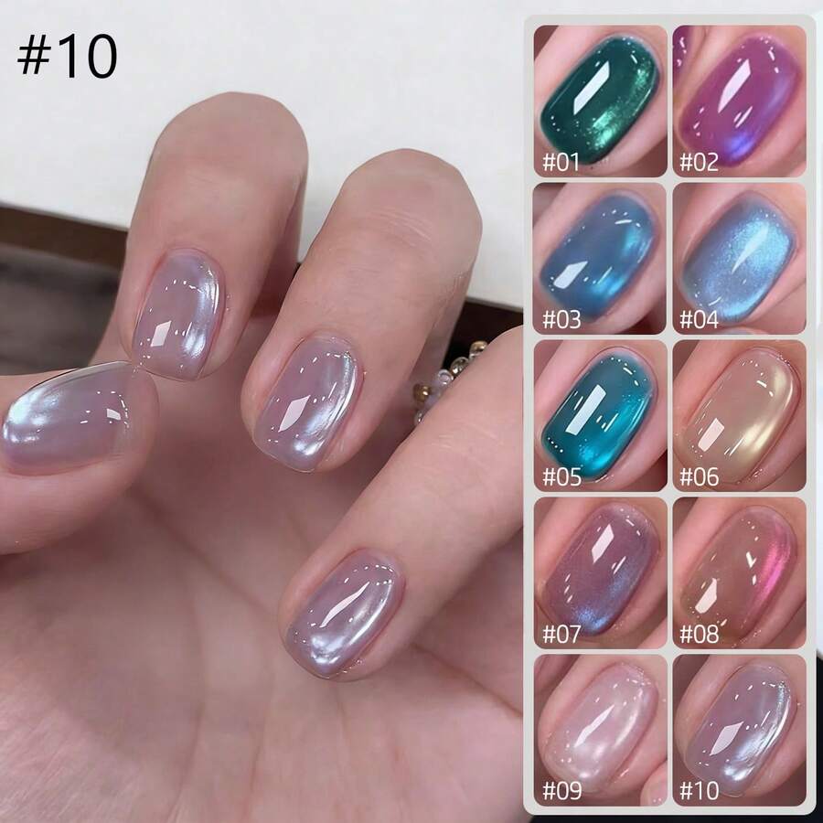 10ml/Chai, Bộ sưu tập Bướm Mới 2026, Sơn móng tay đa năng họa tiết mắt mèo, chứa hạt thủy tinh, sản phẩm làm móng, làm trắng móng, 10 màu: Trắng, Xanh dương, Xanh lá cây, Hồng, Sơn móng tay, Móng trong suốt, Móng tím.