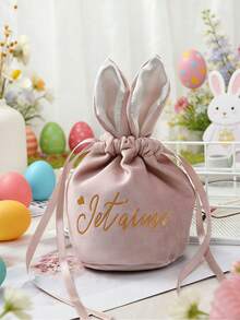 Bolsas de regalo personalizables para Pascua, bolsas de almacenamiento con cordón personalizado, se pueden imprimir con nombres, bolsas de regalo de Pascua personalizadas, ligeras y plegables, elegantes y multifuncionales, bolsa de Pascua DIY, bolsa de regalo para fiestas - Multicolor - Ver 1