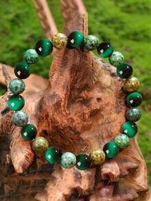 Natural Stone Green Tiger's Eye Stone Bracelet Wealth, Luck, Prosperity, Career Succes,Spiritual Yoga Meditation Jewelry Gift For Men Women - Multicolor - View 2