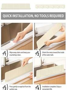 Silicone Kitchen Sink Splash Guard With Suction Cups. This Universal Suction Cup Splash Guard Is Suitable For Various Countertop Surfaces. Easy To Install Without Tools, This Splash Guard Is Suitable For Sink Edges. (Please Read The Installation Instructions Carefully, Improper Installation May Lead To Instability.) (Please Choose The Appropriate Size According To Your Specific Needs) - Multicolor - View 5