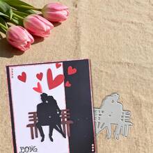 创意情人节情侣模具，DIY剪贴簿相册和压花模板，贺卡制作工具，卡片纸切割工艺品，礼品卡制作模板模切。 - 銀色 - 查看 6