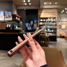 1个/2个/6个装不锈钢木柄手动打蛋器/搅拌器 - 无需电池，金属材质，方便烘焙和烹饪，是打发和混合食材的理想选择，打蛋器 | 手动搅拌器 | 结构坚固，手持式打蛋器 - 彩色 - 查看 4