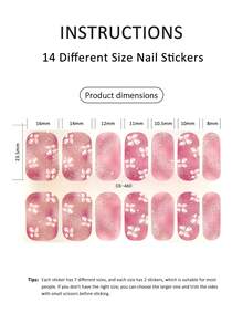 Waterproof Self-Adhesive Nail Art Stickers Set, Fresh Designs Suitable For Autumn/Winter Nail DIY - Watermelon Pink - View 4