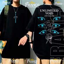 Oversized Anime T-Shirt Satoru 6 Eyes Infinity Gojo Sorcerer Unisex Shirt 100% Cotton - 黑色 - 查看 3