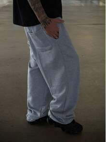 Gray Balloon/Baggy Sweatpants With Adjustable Wide Leg And Unique Style - Sportlife - Light Grey - View 2
