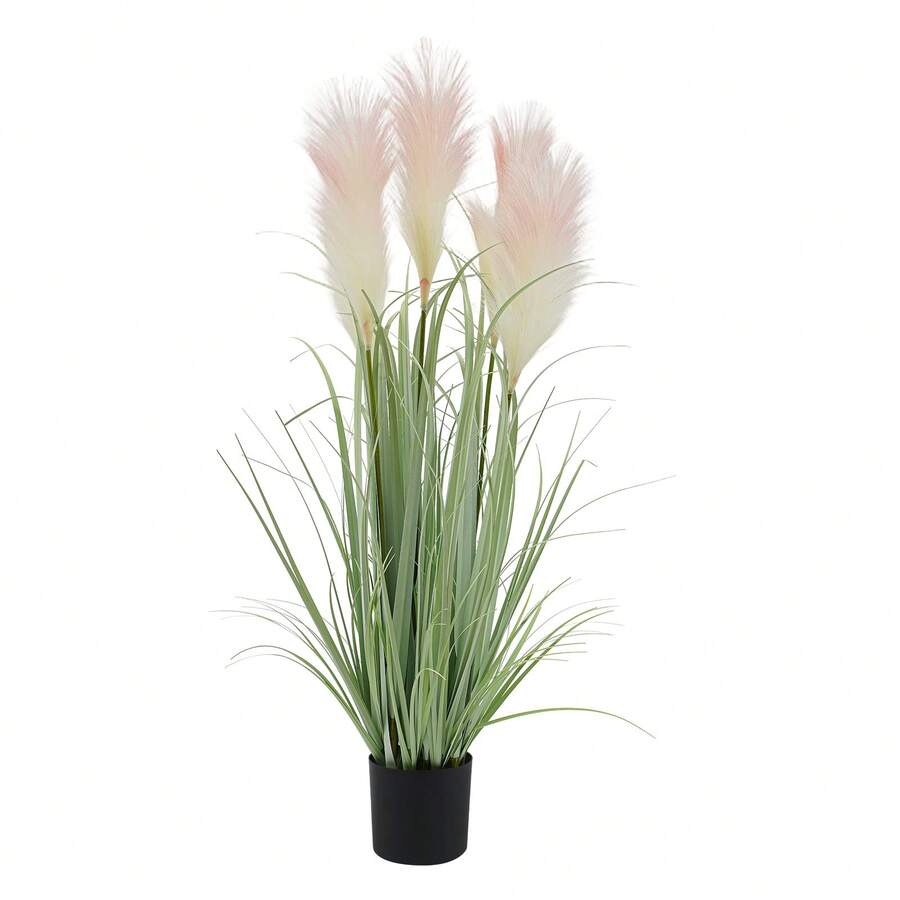 YUNRUX Artificial Plants, Decorative Grass In A Pot, Artificial Tall Grass Plant With Reed Flowers - 淺粉色 - 查看 1