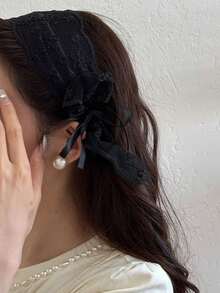 1件女士白色蕾丝蝴蝶结发带，甜美可爱波西米亚风，黑色大气时尚发饰（花卉刺绣图案随机排列） 美妆家居发饰 - 白色 - 查看 6