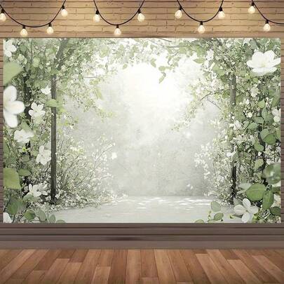 A Romantic Arch With Flower Background In Retro Garden, With Open Roses And Soft Pink Flowers, And A Polyester Photographic Background Inspired By Fairy Tales, Suitable For Wedding Anniversary, With Various Styles And Sizes To Choose From.