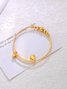 1pc Elegant Minimalist Adjustable Gold-Tone Bangle Bracelet, Suitable For Commuting, European And American Style - G - View 12