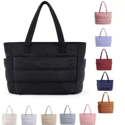 Women's Fitness Yoga Tote Bag, Lightweight Fluffy Travel Bag, Quilted Shoulder Bag, Handbag, Suitable For Travel, Work, Sports, Weekend Trips And Overnight Stays