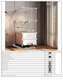 Movable Wheeled Bird Cage, Modular Large Space Aviary For Parrot/Cockatiel And Other Small Birds, Includes Perch - Multicolor - View 13