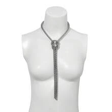 1pc European And American Minimalist Y-Shaped Geometric Linear Necklace, Personalized Knotted Tassel Sexy Fashion Choker Necklace For Women - Tassel Necklace - View 4