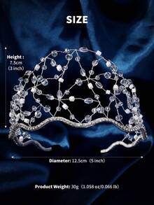 1pc Handmade Something Blue Crystal Beaded Headband, Wavy Navy Rhinestone Bridal Hair Vine Tiara For Wedding Prom Party Hairband Hair Hoop - Multicolor - View 12