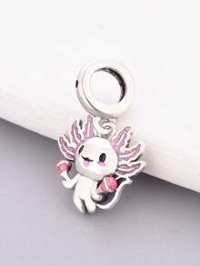 1pc 925 Sterling Silver Mini Axolotl Pendant, Neutral Cute Bead Charm For DIY Decoration, Gift - Silver - View 4