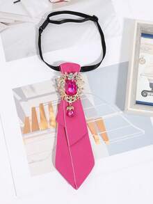 1pc Women's Casual Collegiate Style Faux Crystal Irregular Bow Tie, Suitable For Party, Street Wear, Shirt Matching - Multicolor - View 5