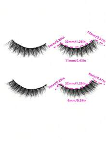 4 Pairs Mixed 2 Styles, 5-13mm Length Black Messy Crossing Dense Short Eyelashes, Suitable For Daily Wear - 黑色 - 查看 5
