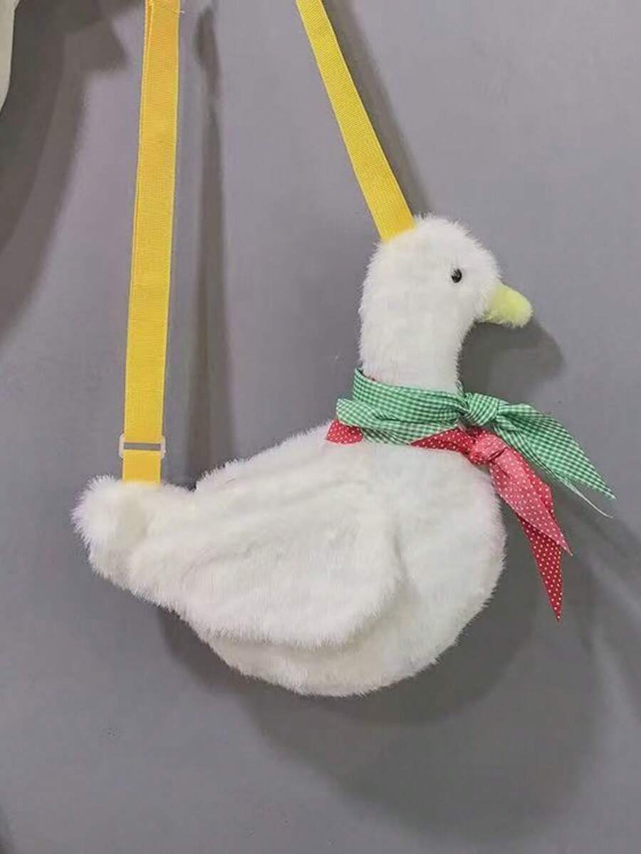 1款可爱俏皮的卡通鸭子斜挎围巾包 - 白色 - 查看 1