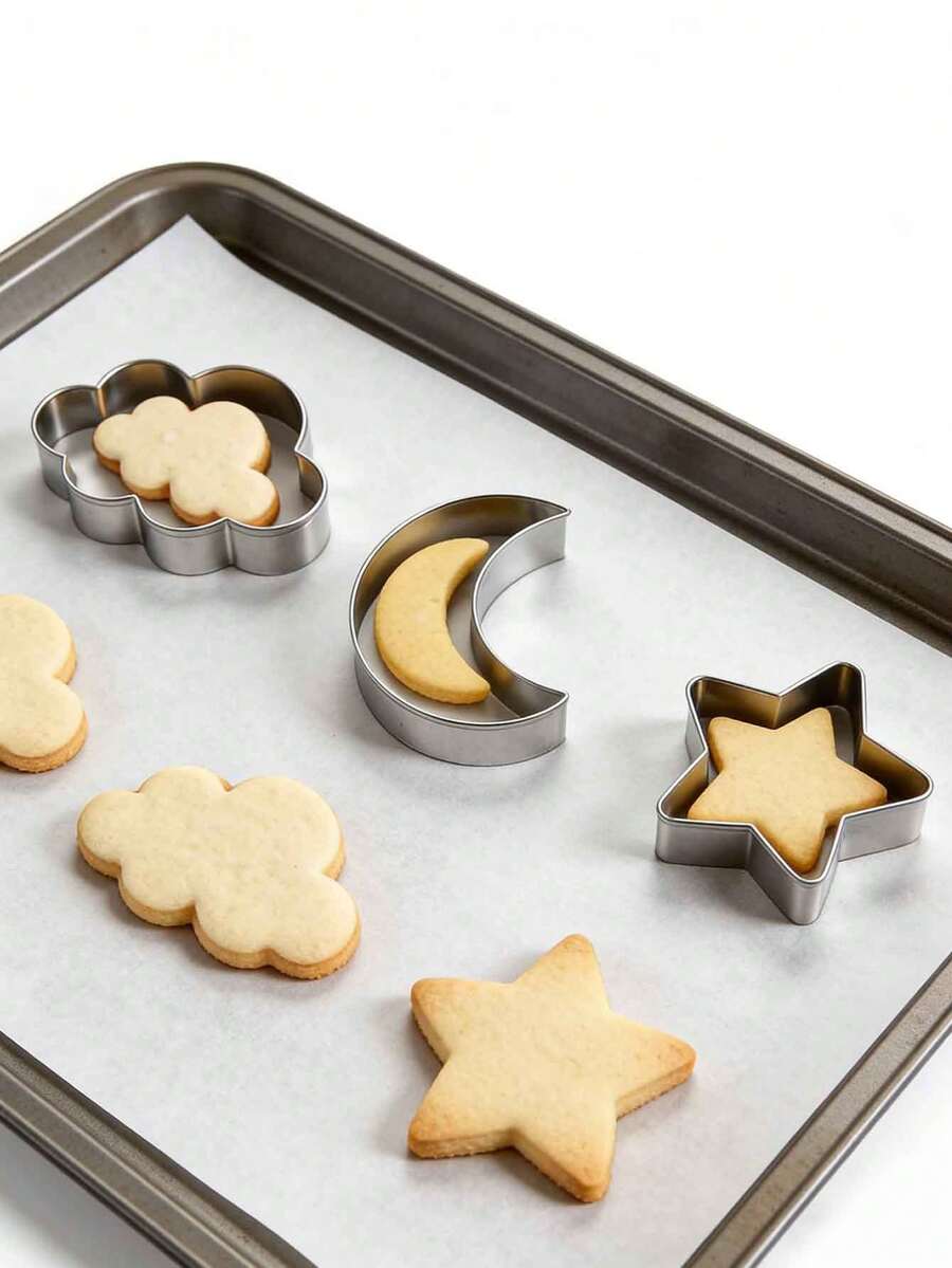 3pcs/Set Moon, Star & Cloud Cookie Cutter Baking Tools, Creative Cartoon Biscuit Mold Set, Specialized Baking Mold Accessories - View 1